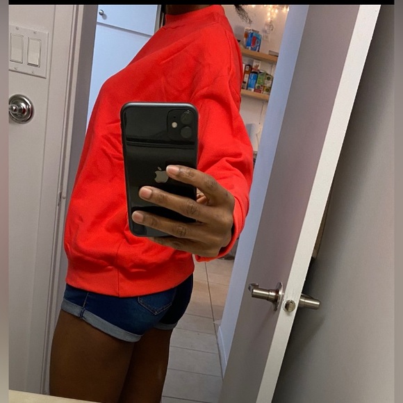 NEW Cherish  Tomato cotton long sleeve  Crew neck Fleece Lined Sweatshirt - Picture 5 of 8